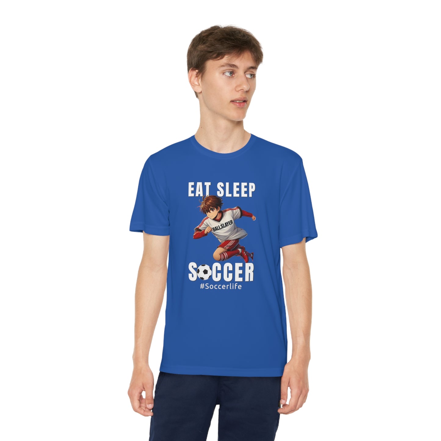 EAT SLEEP SOCCER Athletic Youth T-shirt | Boy