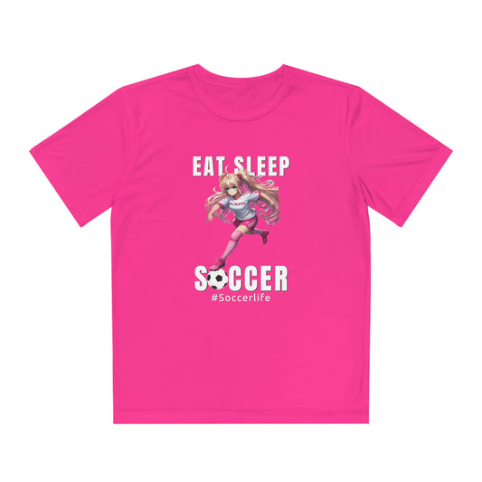 EAT SLEEP SOCCER Athletic Youth T-shirt | Girl