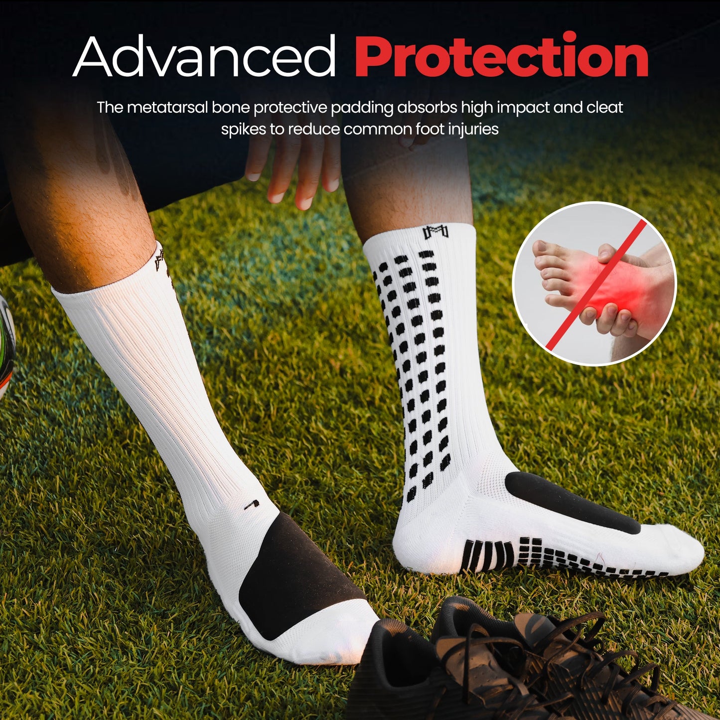 MediCaptain Padded Grip Socks with Foot Protection - Midcalf Length