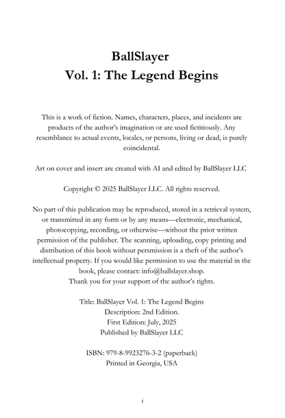 BallSlayer Vol.1 - The Legend Begins - 2nd Edition