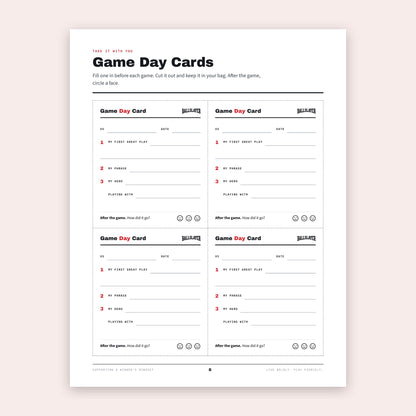 Four cut-out Game Day Cards