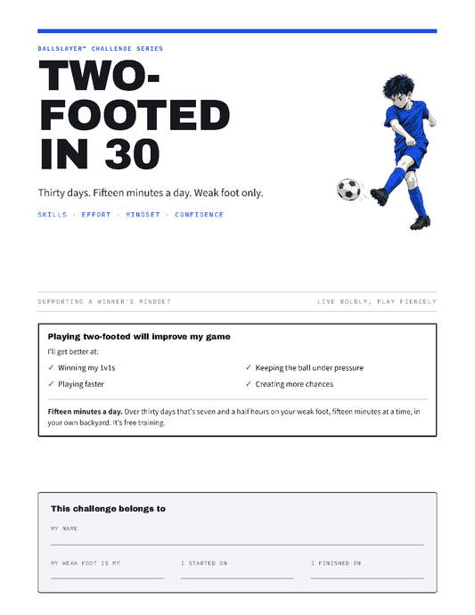 Two-Footed in 30 weak foot training plan, printable PDF cover