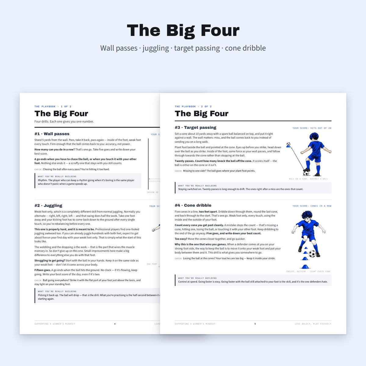 The four weak foot drills: wall passes, juggling, target passing, cone dribble