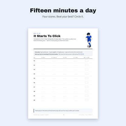Fifteen minutes a day: four scores, circle every personal best