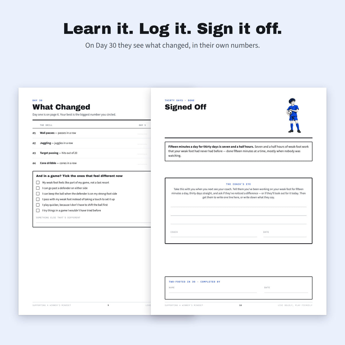 What changed and signed off pages at the end of the thirty day challenge